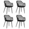 Costway Modern Dining Chair Set of 4 Plastic Shell Hollow withMetal Legs for Living Room